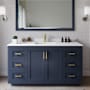 Wyndham Collection Miranda 60" Free Standing Single Basin Vanity Set with Cabinet and Cultured Marble Vanity Top Dark Blue / White Cultured Marble Top / Brushed Gold Hardware