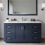 Wyndham Collection Miranda 60" Free Standing Single Basin Vanity Set with Cabinet and Quartz Vanity Top Dark Blue / Giotto Quartz Top / Brushed Nickel Hardware