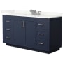 Wyndham Collection Miranda 60" Free Standing Single Basin Vanity Set with Cabinet and Quartz Vanity Top Dark Blue / Giotto Quartz Top / Brushed Nickel Hardware