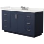 Wyndham Collection Miranda 60" Free Standing Single Basin Vanity Set with Cabinet and Quartz Vanity Top Dark Blue / White Quartz Top / Brushed Nickel Hardware