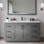 Wyndham Collection Miranda 60" Free Standing Single Basin Vanity Set with Cabinet and Cultured Marble Vanity Top Dark Gray / Carrara Cultured Marble Top / Matte Black Hardware
