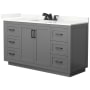 Wyndham Collection Miranda 60" Free Standing Single Basin Vanity Set with Cabinet and Quartz Vanity Top Dark Gray / Giotto Quartz Top / Matte Black Hardware
