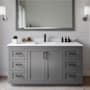 Wyndham Collection Miranda 60" Free Standing Single Basin Vanity Set with Cabinet and Cultured Marble Vanity Top Dark Gray / White Cultured Marble Top / Matte Black Hardware