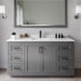 Wyndham Collection Miranda 60" Free Standing Single Basin Vanity Set with Cabinet and Quartz Vanity Top Dark Gray / White Quartz Top / Matte Black Hardware