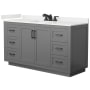 Wyndham Collection Miranda 60" Free Standing Single Basin Vanity Set with Cabinet and Quartz Vanity Top Dark Gray / White Quartz Top / Matte Black Hardware