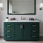 Wyndham Collection Miranda 60" Free Standing Single Basin Vanity Set with Cabinet and Marble Vanity Top Green / White Carrara Marble Top / Brushed Gold Hardware