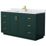 Green / White Carrara Marble Top / Brushed Gold Hardware