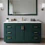 Wyndham Collection Miranda 60" Free Standing Single Basin Vanity Set with Cabinet and Quartz Vanity Top Green / Giotto Quartz Top / Brushed Gold Hardware