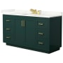 Wyndham Collection Miranda 60" Free Standing Single Basin Vanity Set with Cabinet and Quartz Vanity Top Green / Giotto Quartz Top / Brushed Gold Hardware