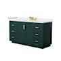 Wyndham Collection Miranda 60" Free Standing Single Basin Vanity Set with Cabinet and Cultured Marble Vanity Top Green / White Cultured Marble Top / Brushed Gold Hardware