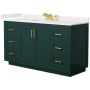 Wyndham Collection Miranda 60" Free Standing Single Basin Vanity Set with Cabinet and Quartz Vanity Top Green / White Quartz Top / Brushed Gold Hardware