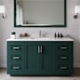 Wyndham Collection Miranda 60" Free Standing Single Basin Vanity Set with Cabinet and Cultured Marble Vanity Top Green / Carrara Cultured Marble Top / Brushed Nickel Hardware