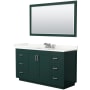 Wyndham Collection Miranda 60" Free Standing Single Basin Vanity Set with Cabinet, Quartz Vanity Top, and Framed Mirror Green / Giotto Quartz Top / Brushed Nickel Hardware