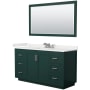 Wyndham Collection Miranda 60" Free Standing Single Basin Vanity Set with Cabinet, Quartz Vanity Top, and Framed Mirror Green / White Quartz Top / Brushed Nickel Hardware