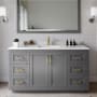 Wyndham Collection Miranda 60" Free Standing Single Basin Vanity Set with Cabinet and Cultured Marble Vanity Top Dark Gray / Carrara Cultured Marble Top / Brushed Gold Hardware