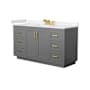 Wyndham Collection Miranda 60" Free Standing Single Basin Vanity Set with Cabinet and Cultured Marble Vanity Top Dark Gray / Carrara Cultured Marble Top / Brushed Gold Hardware