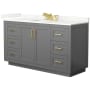 Wyndham Collection Miranda 60" Free Standing Single Basin Vanity Set with Cabinet and Quartz Vanity Top Dark Gray / Giotto Quartz Top / Brushed Gold Hardware