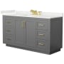 Wyndham Collection Miranda 60" Free Standing Single Basin Vanity Set with Cabinet and Quartz Vanity Top Dark Gray / White Quartz Top / Brushed Gold Hardware