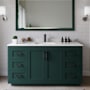 Wyndham Collection Miranda 60" Free Standing Single Basin Vanity Set with Cabinet and Cultured Marble Vanity Top Green / Carrara Cultured Marble Top / Matte Black Hardware