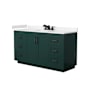 Wyndham Collection Miranda 60" Free Standing Single Basin Vanity Set with Cabinet and Cultured Marble Vanity Top Green / Carrara Cultured Marble Top / Matte Black Hardware