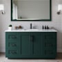 Wyndham Collection Miranda 60" Free Standing Single Basin Vanity Set with Cabinet and Marble Vanity Top Green / White Carrara Marble Top / Matte Black Hardware