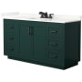 Wyndham Collection Miranda 60" Free Standing Single Basin Vanity Set with Cabinet and Quartz Vanity Top Green / Giotto Quartz Top / Matte Black Hardware