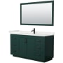Wyndham Collection Miranda 60" Free Standing Single Basin Vanity Set with Cabinet, Quartz Vanity Top, and Framed Mirror Green / White Quartz Top / Matte Black Hardware