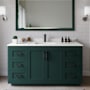 Wyndham Collection Miranda 60" Free Standing Single Basin Vanity Set with Cabinet and Quartz Vanity Top Green / White Quartz Top / Matte Black Hardware