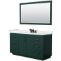 Wyndham Collection Miranda 60" Free Standing Single Basin Vanity Set with Cabinet, Quartz Vanity Top, and Framed Mirror Green / White Quartz Top / Matte Black Hardware