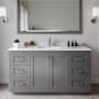 Wyndham Collection Miranda 60" Free Standing Single Basin Vanity Set with Cabinet and Cultured Marble Vanity Top Dark Gray / Carrara Cultured Marble Top / Brushed Nickel Hardware