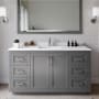 Wyndham Collection Miranda 60" Free Standing Single Basin Vanity Set with Cabinet and Cultured Marble Vanity Top Dark Gray / White Cultured Marble Top / Brushed Nickel Hardware