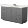 Wyndham Collection Miranda 60" Free Standing Single Basin Vanity Set with Cabinet and Quartz Vanity Top Dark Gray / White Quartz Top / Brushed Nickel Hardware