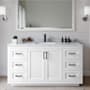 Wyndham Collection Miranda 60" Free Standing Single Basin Vanity Set with Cabinet and Marble Vanity Top White / White Carrara Marble Top / Matte Black Hardware
