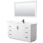 Wyndham Collection Miranda 60" Free Standing Single Basin Vanity Set with Cabinet, Quartz Vanity Top, and Framed Mirror White / Giotto Quartz Top / Matte Black Hardware