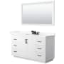 Wyndham Collection Miranda 60" Free Standing Single Basin Vanity Set with Cabinet, Quartz Vanity Top, and Framed Mirror White / Giotto Quartz Top / Matte Black Hardware
