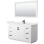 Wyndham Collection Miranda 60" Free Standing Single Basin Vanity Set with Cabinet, Quartz Vanity Top, and Framed Mirror White / White Quartz Top / Matte Black Hardware
