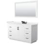 Wyndham Collection Miranda 60" Free Standing Single Basin Vanity Set with Cabinet, Quartz Vanity Top, and Framed Mirror White / White Quartz Top / Matte Black Hardware