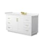 Wyndham Collection Miranda 60" Free Standing Single Basin Vanity Set with Cabinet and Cultured Marble Vanity Top White / Carrara Cultured Marble Top / Brushed Gold Hardware