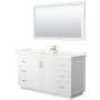 Wyndham Collection Miranda 60" Free Standing Single Basin Vanity Set with Cabinet, Quartz Vanity Top, and Framed Mirror White / Giotto Quartz Top / Brushed Gold Hardware