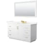 Wyndham Collection Miranda 60" Free Standing Single Basin Vanity Set with Cabinet, Quartz Vanity Top, and Framed Mirror White / Giotto Quartz Top / Brushed Gold Hardware