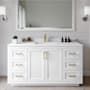 Wyndham Collection Miranda 60" Free Standing Single Basin Vanity Set with Cabinet, Cultured Marble Vanity Top, and Framed Mirror White / White Cultured Marble Top / Brushed Gold Hardware