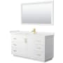 Wyndham Collection Miranda 60" Free Standing Single Basin Vanity Set with Cabinet, Quartz Vanity Top, and Framed Mirror White / White Quartz Top / Brushed Gold Hardware