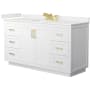 Wyndham Collection Miranda 60" Free Standing Single Basin Vanity Set with Cabinet and Quartz Vanity Top White / White Quartz Top / Brushed Gold Hardware