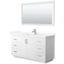 Wyndham Collection Miranda 60" Free Standing Single Basin Vanity Set with Cabinet, Quartz Vanity Top, and Framed Mirror White / Giotto Quartz Top / Brushed Nickel Hardware