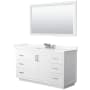Wyndham Collection Miranda 60" Free Standing Single Basin Vanity Set with Cabinet, Quartz Vanity Top, and Framed Mirror White / Giotto Quartz Top / Brushed Nickel Hardware