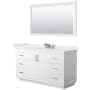 Wyndham Collection Miranda 60" Free Standing Single Basin Vanity Set with Cabinet, Quartz Vanity Top, and Framed Mirror White / White Quartz Top / Brushed Nickel Hardware