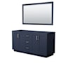 Wyndham Collection Miranda 66" Double Free Standing Vanity Cabinet - Less Vanity Top Dark Blue / Brushed Nickel Hardware