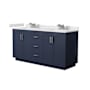 Wyndham Collection Miranda 66" Free Standing Double Basin Vanity Set with Cabinet and Cultured Marble Vanity Top Dark Blue / White Cultured Marble Top / Brushed Nickel Hardware