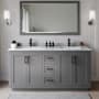 Wyndham Collection Miranda 66" Free Standing Double Basin Vanity Set with Cabinet and Marble Vanity Top Dark Gray / White Carrara Marble Top / Matte Black Hardware