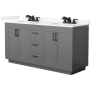 Wyndham Collection Miranda 66" Free Standing Double Basin Vanity Set with Cabinet and Quartz Vanity Top Dark Gray / Giotto Quartz Top / Matte Black Hardware